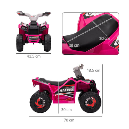 6V Toddler Quad Bike with Wear-Resistant Wheels and Forward/Backward Function for Ages 18-36 Months - Pink