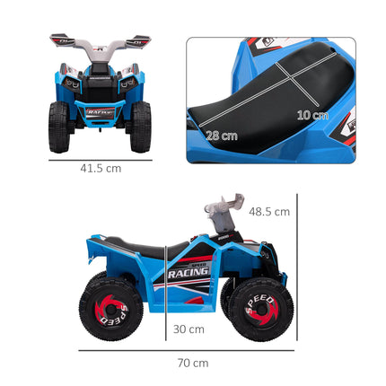 6V Toddler Quad Bike with Forward & Reverse, Wear-Resistant Wheels, Ages 18-36 Months - Blue