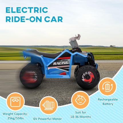 6V Toddler Quad Bike with Forward & Reverse, Wear-Resistant Wheels, Ages 18-36 Months - Blue