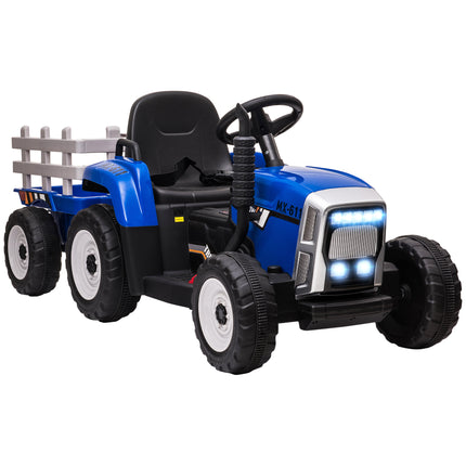 12V Electric Ride-On Tractor with Detachable Trailer, Remote Control & Music - Blue