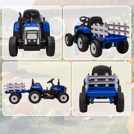 12V Electric Ride-On Tractor with Detachable Trailer, Remote Control & Music - Blue
