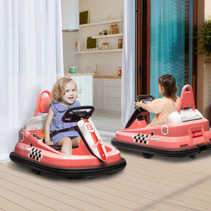 Electric Kids Bumper Car 6V with 360° Rotation, 2 Speeds, Music & Horn for 18-48 Months - Pink