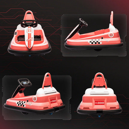 Electric Kids Bumper Car 6V with 360° Rotation, 2 Speeds, Music & Horn for 18-48 Months - Pink