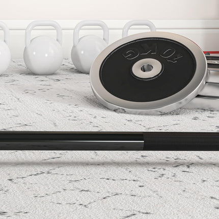 Olympic 210cm Barbell Bar for 2"/5cm Weight Plates with Spring Clips - Silver/Black
