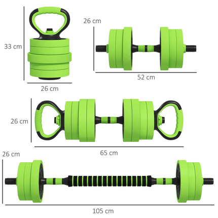 40kg Four-In-One Adjustable Weight Dumbbell Set - Green