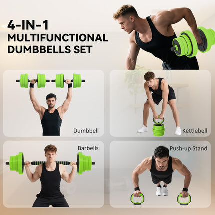 40kg Four-In-One Adjustable Weight Dumbbell Set - Green