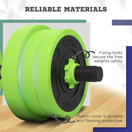 40kg Four-In-One Adjustable Weight Dumbbell Set - Green