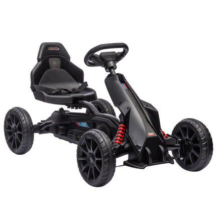 Children Pedal Go Kart with Adjustable Seat, Handbrake & EVA Shock Absorption Tyres for Ages 3-8 - Black