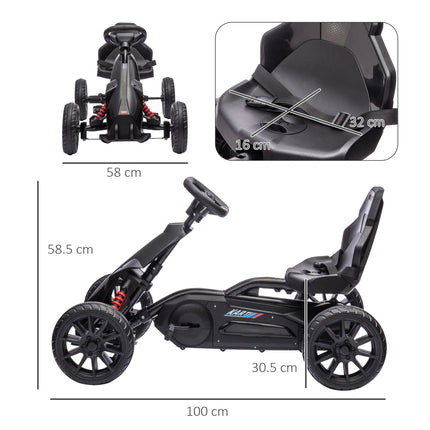 Children Pedal Go Kart with Adjustable Seat, Handbrake & EVA Shock Absorption Tyres for Ages 3-8 - Black