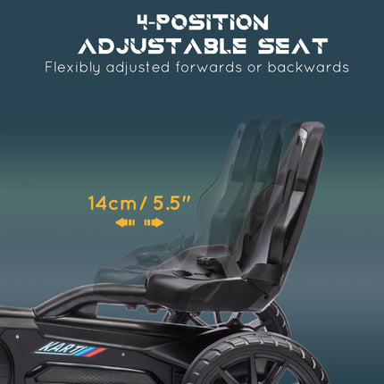 Children Pedal Go Kart with Adjustable Seat, Handbrake & EVA Shock Absorption Tyres for Ages 3-8 - Black