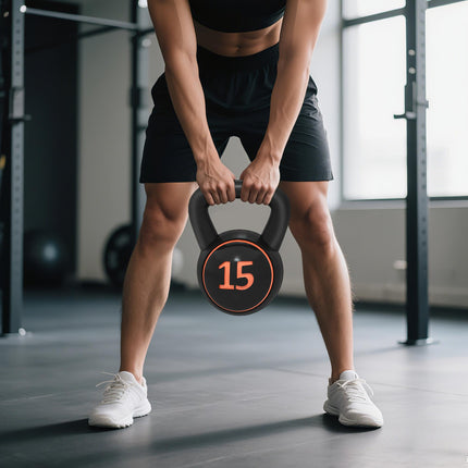 3-Piece Kettlebell Set with Storage Stand 5lbs, 10lbs, 15lbs - Black