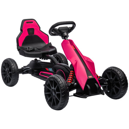 Children Pedal Go Kart with Adjustable Seat, Handbrake & EVA Tyres for Ages 3-8 - Pink