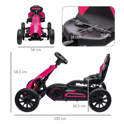 Children Pedal Go Kart with Adjustable Seat, Handbrake & EVA Tyres for Ages 3-8 - Pink