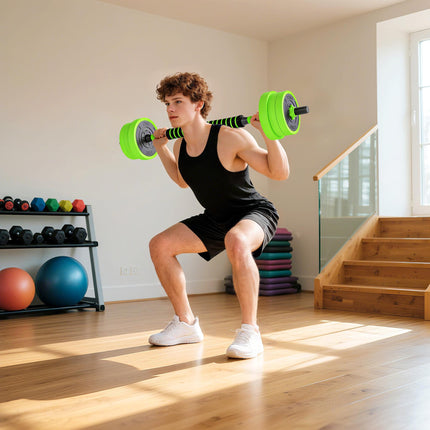 4-in-1 20KG Adjustable Weight Dumbbell Set with Non-Slip Handles - Green