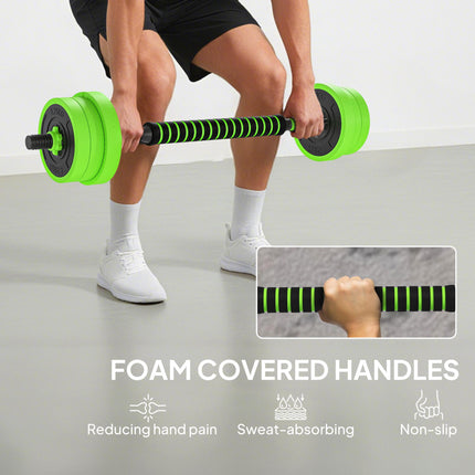 4-in-1 20KG Adjustable Weight Dumbbell Set with Non-Slip Handles - Green