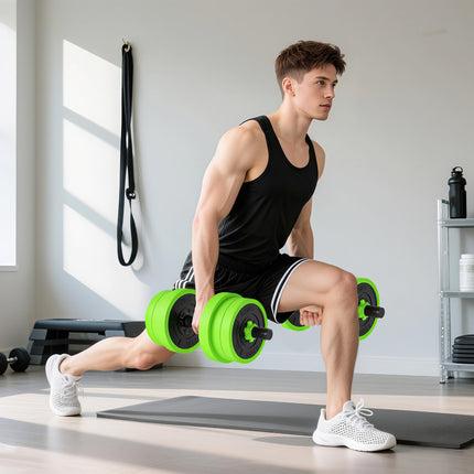 4-in-1 20KG Adjustable Weight Dumbbell Set with Non-Slip Handles - Green