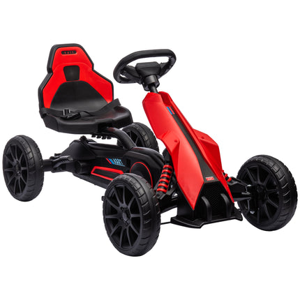 Children Pedal Go Kart with Adjustable Seat, Handbrake & EVA Tyres for Ages 3-8 - Red