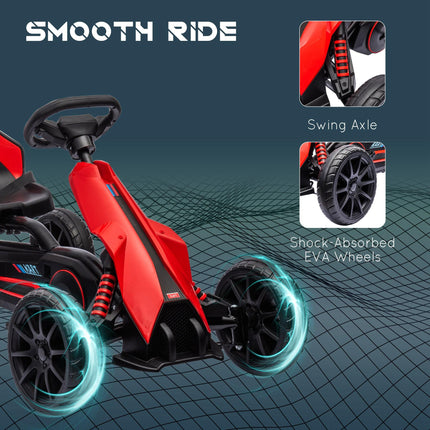 Children Pedal Go Kart with Adjustable Seat, Handbrake & EVA Tyres for Ages 3-8 - Red