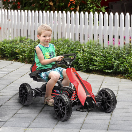 12V Electric Ride-On Go Kart for Kids 3-8 with 2 Speeds & Forward Reverse - Red