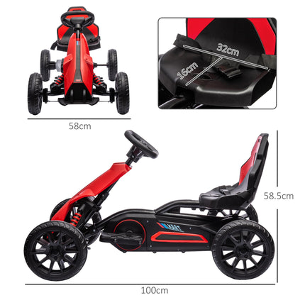 12V Electric Ride-On Go Kart for Kids 3-8 with 2 Speeds & Forward Reverse - Red