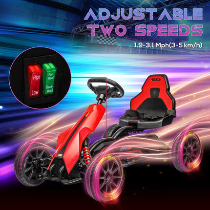 12V Electric Ride-On Go Kart for Kids 3-8 with 2 Speeds & Forward Reverse - Red