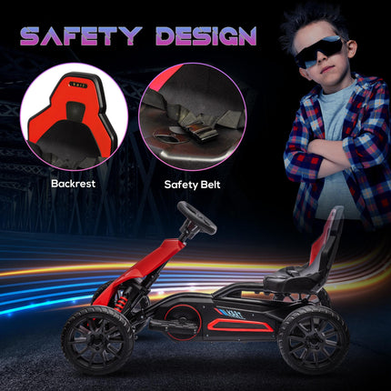 12V Electric Ride-On Go Kart for Kids 3-8 with 2 Speeds & Forward Reverse - Red