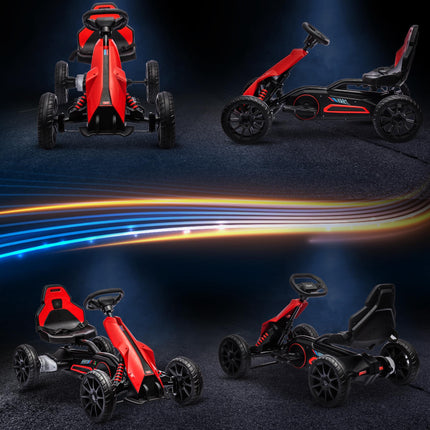 12V Electric Ride-On Go Kart for Kids 3-8 with 2 Speeds & Forward Reverse - Red