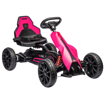 12V Electric Ride-On Go Kart with Forward Reverse & 2 Speeds for Kids 3-8 - Pink