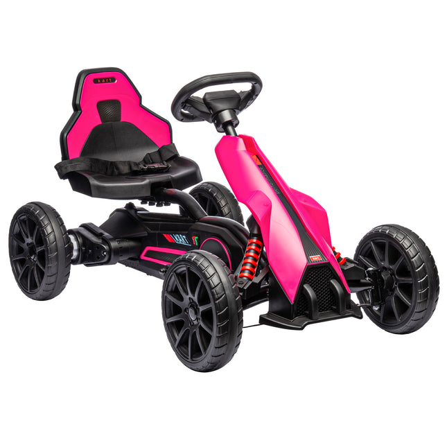 12V Electric Ride-On Go Kart with Forward Reverse & 2 Speeds for Kids 3-8 - Pink