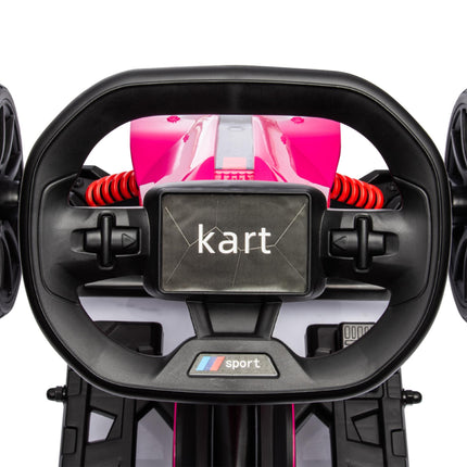 12V Electric Ride-On Go Kart with Forward Reverse & 2 Speeds for Kids 3-8 - Pink