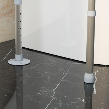 Adjustable Free Standing Toilet Safety Frame with Arms, Suction Cups & Grab Bar, 136kg Capacity - Silver