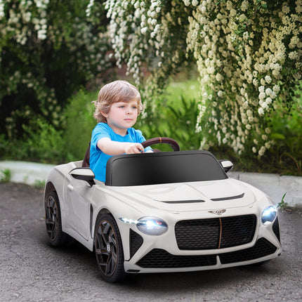 Bentley Bacalar Licensed 12V Kids Electric Ride-On Car with Remote Control - White