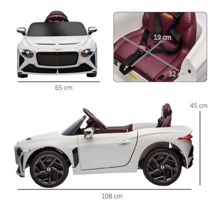Bentley Bacalar Licensed 12V Kids Electric Ride-On Car with Remote Control - White