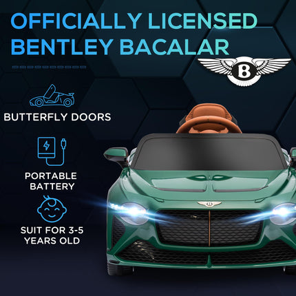 Bentley Bacalar Licensed 12V Kids Electric Ride-On Car with Remote Control - Green