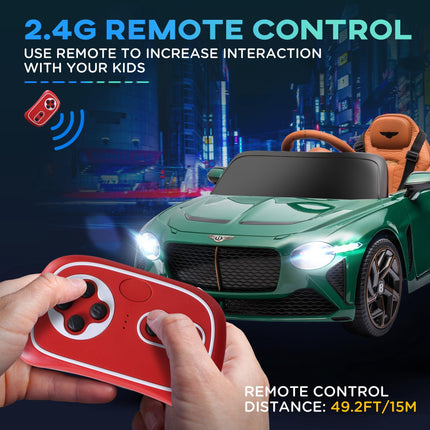 Bentley Bacalar Licensed 12V Kids Electric Ride-On Car with Remote Control - Green