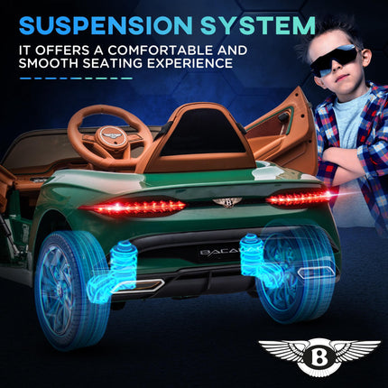 Bentley Bacalar Licensed 12V Kids Electric Ride-On Car with Remote Control - Green