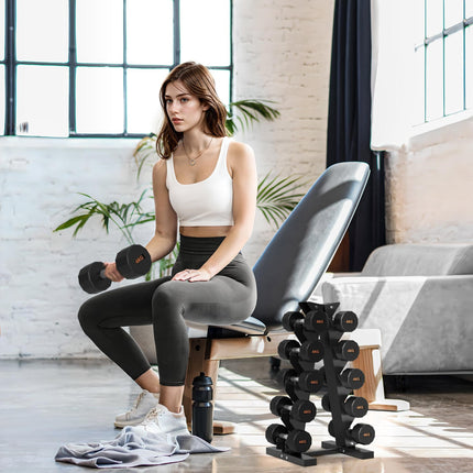 Five-Tier Dumbbell Storage Rack with Non-Slip Base for 5 Pairs - Black