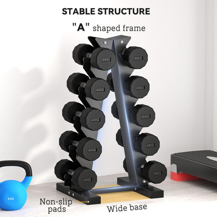 Five-Tier Dumbbell Storage Rack with Non-Slip Base for 5 Pairs - Black