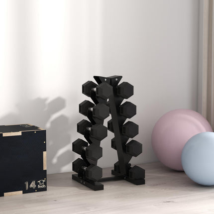 Five-Tier Dumbbell Storage Rack with Non-Slip Base for 5 Pairs - Black
