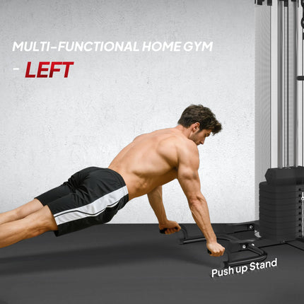 Multi Gym Workout Station with 65kg Weight Stack, Sit-up Bench, Push-up and Dip Station - Black