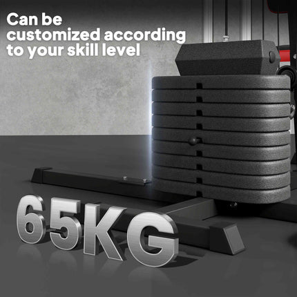 Multi Gym Workout Station with 65kg Weight Stack, Sit-up Bench, Push-up and Dip Station - Black
