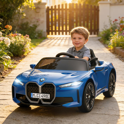BMW i4 Licensed 12V Kids Electric Ride-On Car - Blue