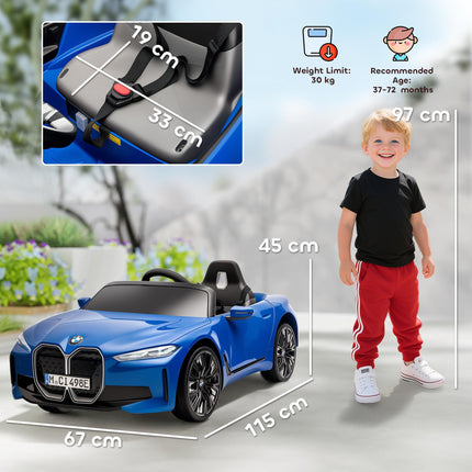 BMW i4 Licensed 12V Kids Electric Ride-On Car - Blue