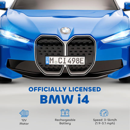BMW i4 Licensed 12V Kids Electric Ride-On Car - Blue