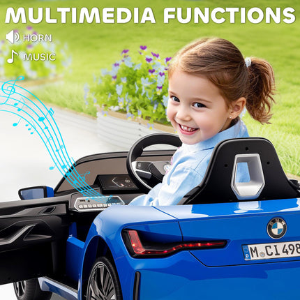 BMW i4 Licensed 12V Kids Electric Ride-On Car - Blue