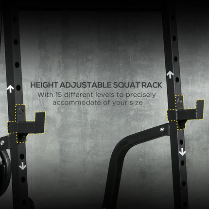Smith Machine & Cable Pulley System with Adjustable Weight Bench, Multifunction