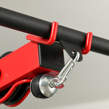 Pull Up Station Power Cage with Adjustable Seat for Home Gym - Red