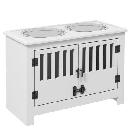 Raised Dog Bowls, Pet Feeding Station, with Storage, Food and Water Bowls, for L