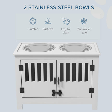 Raised Dog Bowls, Pet Feeding Station, with Storage, Food and Water Bowls, for L