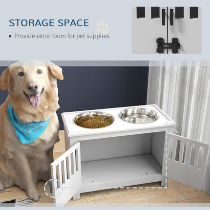 Raised Dog Bowls, Pet Feeding Station, with Storage, Food and Water Bowls, for L